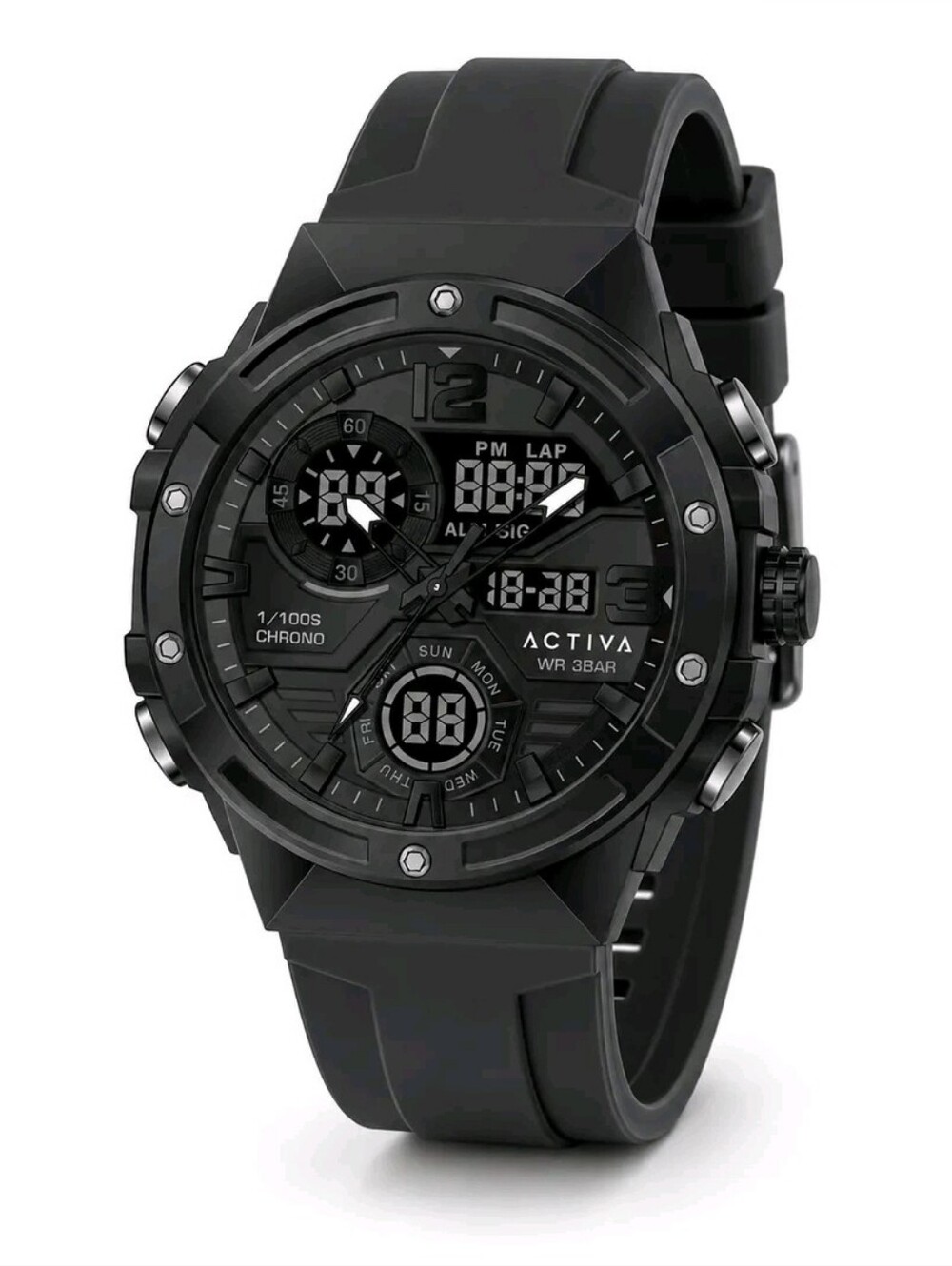 NEW Activa 51mm Virtux X Invicta Digital Men's Black Watch Silicone ACW8118-003